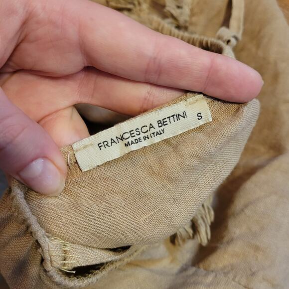 Francesca Bettini, Small |  Linen Cami Top Tan Boho Fringe Womans - Picture 5 of 5